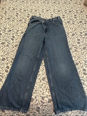 Wide Leg Dark Blue Denim Jeans girls